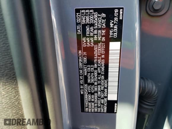 ✅ 2021 Volvo XC40 • VIN: YV4ED3UR8M2545326 • Lot: 62472553. Listed on Copart with 27,385 mi. Free auction sales archive from the USA and detailed vehicle history report at DreamBid. Image 12.