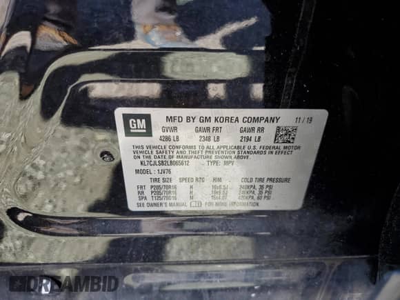 2020 Chevrolet Trax LT z VIN KL7CJLSB2LB065612, wystawiony jako Copart lot #70568255 z przebiegiem 22 668 mil mil oraz Szkoda całkowita • Salvage title. Historia ofert i sprzedaży dostępna na DreamBid. Obrazek 13.