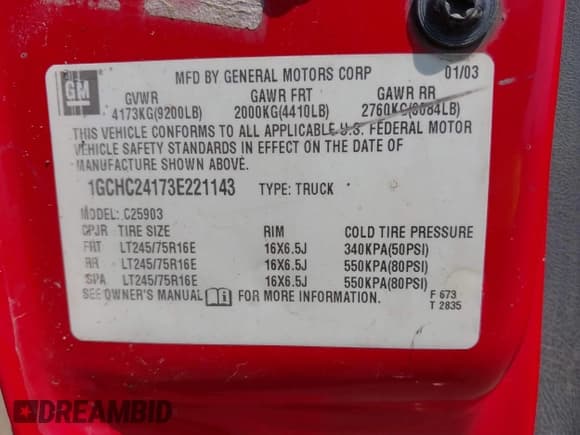 ✅ 2003 Chevrolet Silverado 2500HD • VIN: 1GCHC24173E221143 • Lot: 42827152. Wystawiony na IAAI z przebiegiem 419 152 mil. Bezpłatny archiwum sprzedaży aukcyjnych z USA i szczegółowy raport historii pojazdu na DreamBid. Zdjęcie 9.
