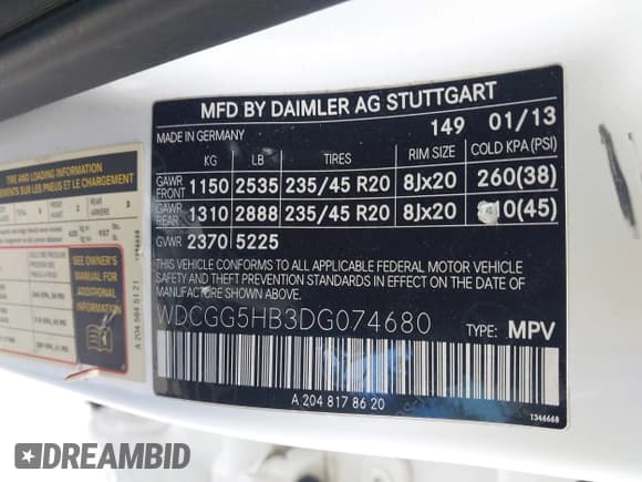 ✅ 2013 Mercedes-Benz GLK 350 • VIN: WDCGG5HB3DG074680 • Lot: 43550159. Listed on IAAI with 131,421 mi. Free auction sales archive from the USA and detailed vehicle history report at DreamBid. Image 9.