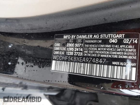 ✅ 2014 Mercedes-Benz E 350 Sport • VIN: WDDHF5KBXEA974847 • Lot: 41895287. Listed on IAAI with 152,703 mi. Free auction sales archive from the USA and detailed vehicle history report at DreamBid. Image 9.