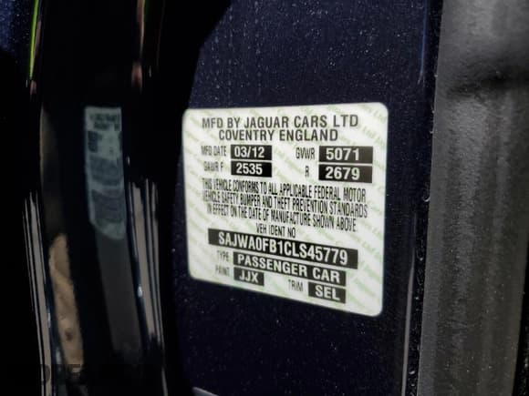 ✅ 2012 Jaguar XF • VIN: SAJWA0FB1CLS45779 • Lot: 57646625. Listed on Copart with 107,001 mi. Free auction sales archive from the USA and detailed vehicle history report at DreamBid. Image 12.