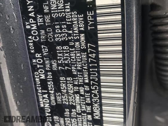 ✅ 2018 Hyundai Kona Limited • VIN: KM8K3CA57JU117477 • Лот: 49286844. Опубликован ранее на Copart с пробегом 43 182 миль. Бесплатный доступ к архиву аукционных продаж из США и подробный отчёт об истории автомобиля на DreamBid. Изображение 15.