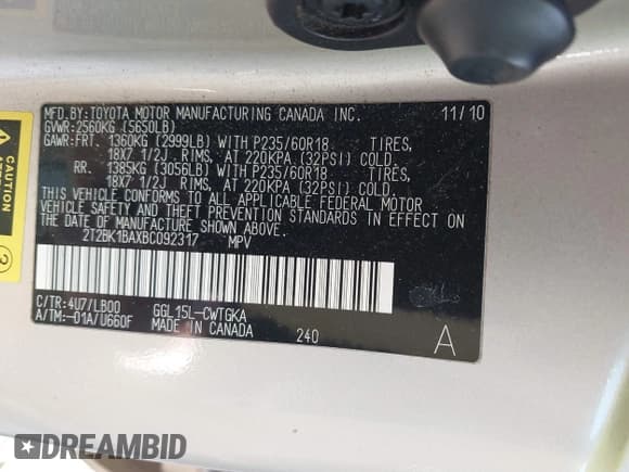 ✅ 2011 Lexus RX 350 • VIN: 2T2BK1BAXBC092317 • Lot: 41432339. Wystawiony na IAAI z przebiegiem 196 640 mil. Bezpłatny archiwum sprzedaży aukcyjnych z USA i szczegółowy raport historii pojazdu na DreamBid. Zdjęcie 9.