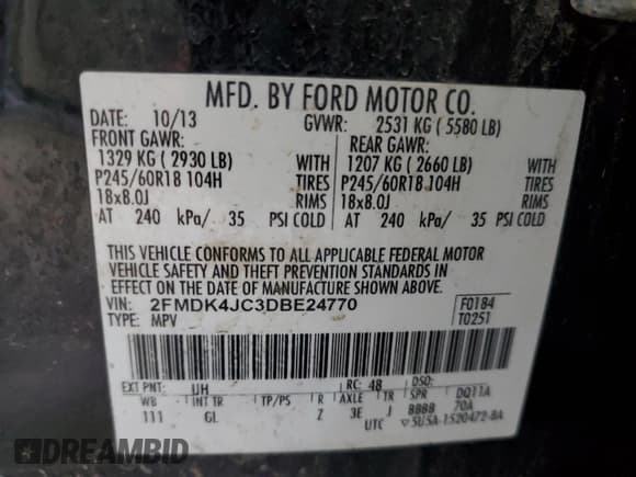 ✅ 2013 Ford Edge SEL • VIN: 2FMDK4JC3DBE24770 • Лот: 87101325. Опубликован ранее на Copart с пробегом 192 076 миль. Бесплатный доступ к архиву аукционных продаж из США и подробный отчёт об истории автомобиля на DreamBid. Изображение 13.