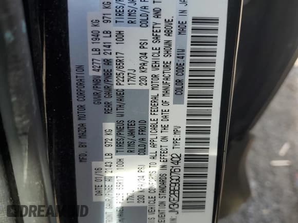 ✅ 2016 Mazda CX-5 Sport • VIN: JM3KE2BE9G0761402 • Lot: 70486465. Wystawiony na Copart z przebiegiem 126 042 mil. Bezpłatny archiwum sprzedaży aukcyjnych z USA i szczegółowy raport historii pojazdu na DreamBid. Zdjęcie 14.