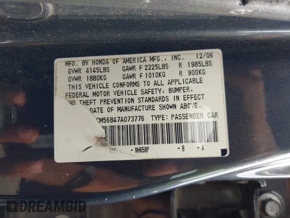 ✅ 2007 Honda Accord EX-L • VIN: 1HGCM56847A073776 • Lot: 43287323. Wystawiony na IAAI z przebiegiem 338 628 mil. Bezpłatny archiwum sprzedaży aukcyjnych z USA i szczegółowy raport historii pojazdu na DreamBid. Zdjęcie 9.