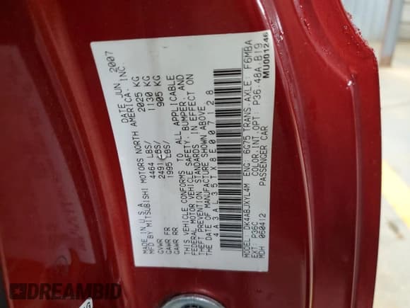 ✅ 2008 Mitsubishi Eclipse GT • VIN: 4A3AL35TX8E007128 • Lot: 72209194. Listed on Copart with Not provided. Free auction sales archive from the USA and detailed vehicle history report at DreamBid. Image 14.