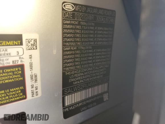 ✅ 2021 Land Rover Range Rover Sport HST • VIN: SALWS2RU4MA780387 • Lot: 66498495. Wystawiony na Copart z przebiegiem 40 936 mil. Bezpłatny archiwum sprzedaży aukcyjnych z USA i szczegółowy raport historii pojazdu na DreamBid. Zdjęcie 13.