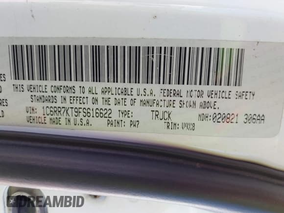 ✅ 2015 Ram 1500 Express • VIN: 1C6RR7KT9FS616622 • Lot: 43243932. Listed on IAAI with 176,872 mi. Free auction sales archive from the USA and detailed vehicle history report at DreamBid. Image 9.