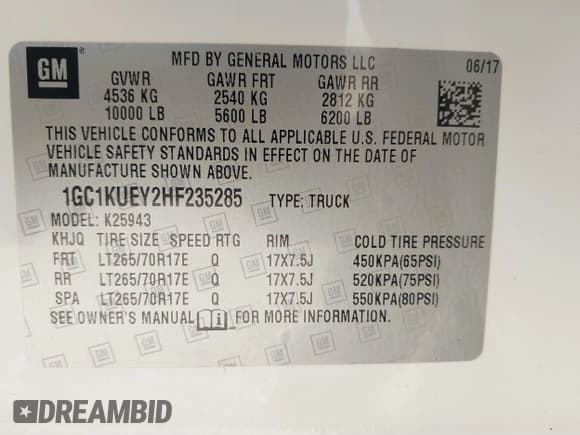 ✅ 2017 Chevrolet Silverado 2500HD Work Truck • VIN: 1GC1KUEY2HF235285 • Лот: 41755373. Опубликован ранее на IAAI с пробегом 185 277 миль. Бесплатный доступ к архиву аукционных продаж из США и подробный отчёт об истории автомобиля на DreamBid. Изображение 9.