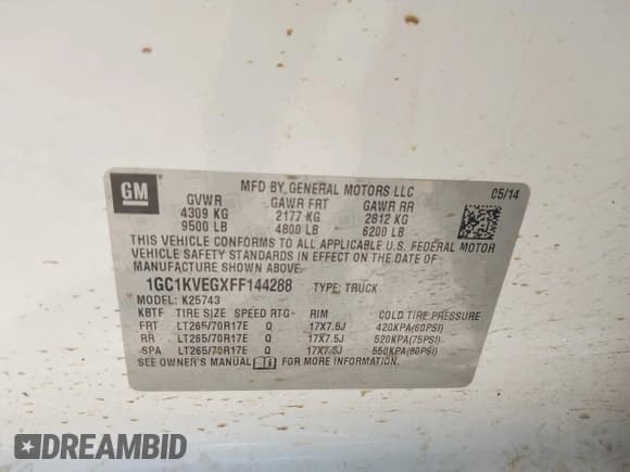 ✅ 2015 Chevrolet Silverado 2500HD LT • VIN: 1GC1KVEGXFF144288 • Лот: 42835732. Опубликован ранее на IAAI с пробегом 183 723 миль. Бесплатный доступ к архиву аукционных продаж из США и подробный отчёт об истории автомобиля на DreamBid. Изображение 9.