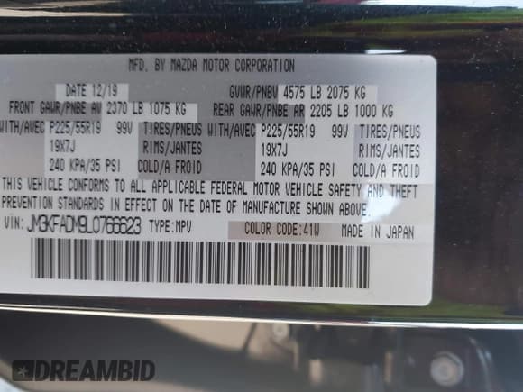 ✅ 2020 Mazda CX-5 Grand Touring • VIN: JM3KFADM9L0766623 • Lot: 43706056. Wystawiony na IAAI z przebiegiem 54 913 mil. Bezpłatny archiwum sprzedaży aukcyjnych z USA i szczegółowy raport historii pojazdu na DreamBid. Zdjęcie 9.