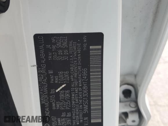 ✅ 2008 Hyundai Santa Fe GLS • VIN: 5NMSG13D68H174966 • Lot: 66612044. Listed on Copart with 167,655 mi. Free auction sales archive from the USA and detailed vehicle history report at DreamBid. Image 13.