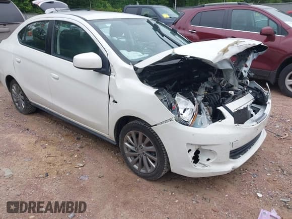✅ 2019 Mitsubishi Mirage ES • VIN: ML32F3FJ1KHF08920 • Lot: 42594207. Listed on IAAI with 89,542 mi. Free auction sales archive from the USA and detailed vehicle history report at DreamBid. Image 1.