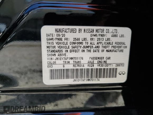 ✅ 2021 Infiniti Q50 Pure • VIN: JN1EV7AP1MM701174 • Лот: 49970925. Опубликован ранее на Copart с пробегом 68 668 миль. Бесплатный доступ к архиву аукционных продаж из США и подробный отчёт об истории автомобиля на DreamBid. Изображение 14.