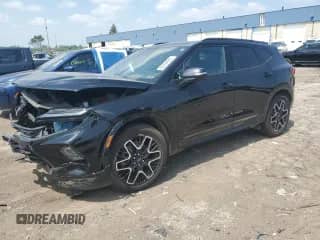 2023 Chevrolet Blazer RS with VIN 3GNKBKRS9PS147303, listed as a Copart auction lot 63704505 with 55,798 mi miles and Salvage title. Bid and sale history available at DreamBid. Image 1.