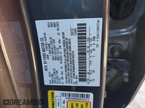 ✅ 2024 Ford Bronco Sport Big Bend • VIN: 3FMCR9B6XRRF20210 • Lot: 90308385. Listed on Copart with 12,503 mi. Free auction sales archive from the USA and detailed vehicle history report at DreamBid. Image 12.