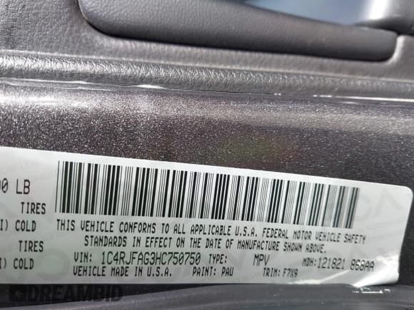 ✅ 2017 Jeep Grand Cherokee Altitude • VIN: 1C4RJFAG3HC750750 • Lot: 43743715. Listed on IAAI with 191,382 mi. Free auction sales archive from the USA and detailed vehicle history report at DreamBid. Image 9.