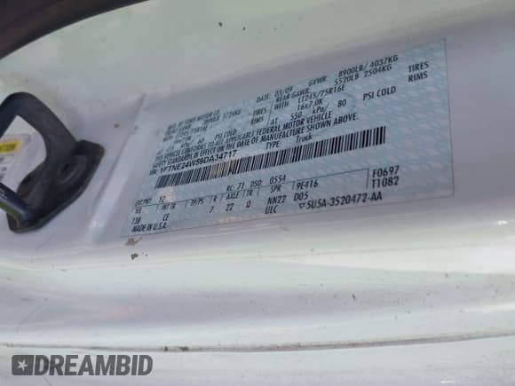 ✅ 2009 Ford Econoline Cargo Commercial • VIN: 1FTNE24W59DA34717 • Lot: 42454608. Listed on IAAI with 2,789 mi. Free auction sales archive from the USA and detailed vehicle history report at DreamBid. Image 9.