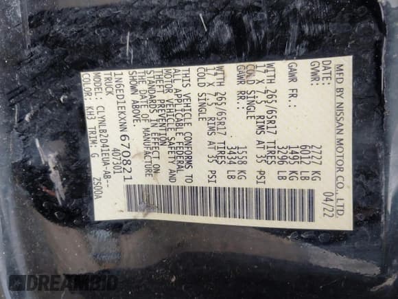 ✅ 2022 Nissan Frontier SV • VIN: 1N6ED1EKXNN670821 • Lot: 42528416. Listed on IAAI with 60,341 mi. Free auction sales archive from the USA and detailed vehicle history report at DreamBid. Image 9.