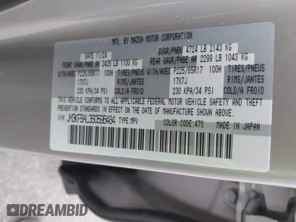 ✅ 2025 Mazda CX-5 S • VIN: JM3KFBAL3S0596484 • Лот: 41706791. Опубликован ранее на IAAI с пробегом 574 миль. Бесплатный доступ к архиву аукционных продаж из США и подробный отчёт об истории автомобиля на DreamBid. Изображение 9.