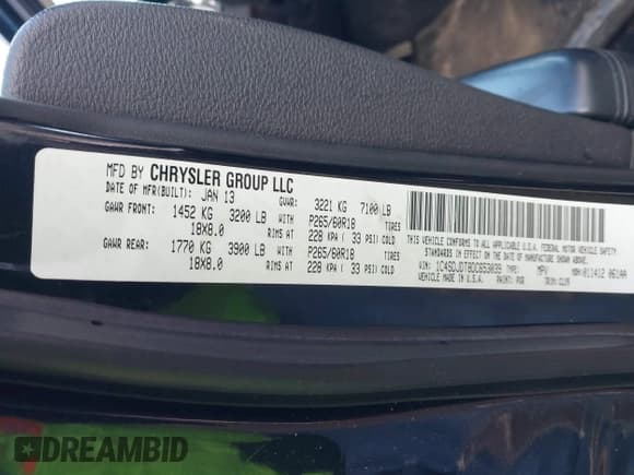 ✅ 2013 Dodge Durango Crew • VIN: 1C4SDJDT8DC653039 • Lot: 43872504. Wystawiony na IAAI z przebiegiem 105 489 mil. Bezpłatny archiwum sprzedaży aukcyjnych z USA i szczegółowy raport historii pojazdu na DreamBid. Zdjęcie 9.