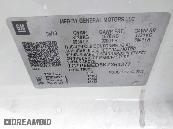 ✅ 2019 GMC Sierra 1500 SLE • VIN: 1GTP8BED5KZ364377 • Лот: 41806717. Опубликован ранее на IAAI с пробегом 49 437 миль. Бесплатный доступ к архиву аукционных продаж из США и подробный отчёт об истории автомобиля на DreamBid. Изображение 9.