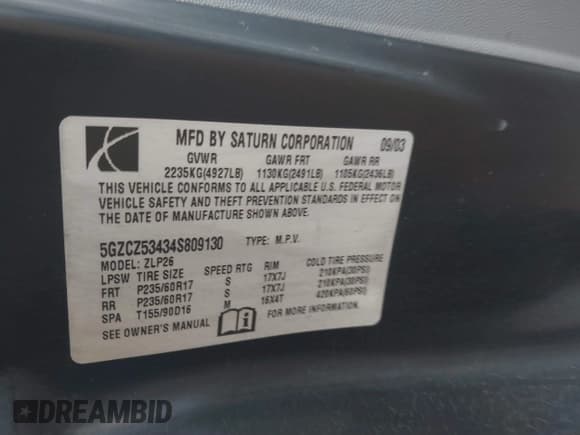 ✅ 2004 Saturn VUE V6 • VIN: 5GZCZ53434S809130 • Lot: 41539497. Wystawiony na IAAI z przebiegiem 140 837 mil. Bezpłatny archiwum sprzedaży aukcyjnych z USA i szczegółowy raport historii pojazdu na DreamBid. Zdjęcie 9.