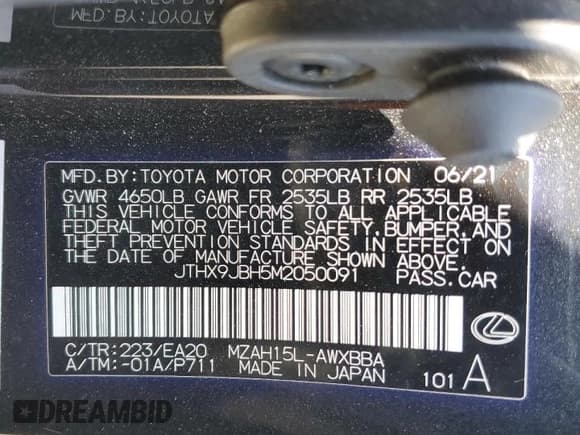 ✅ 2021 Lexus UX 250h • VIN: JTHX9JBH5M2050091 • Lot: 66308795. Listed on Copart with 95,722 mi. Free auction sales archive from the USA and detailed vehicle history report at DreamBid. Image 13.