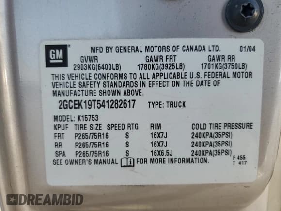 ✅ 2004 Chevrolet Silverado 1500 Z71 • VIN: 2GCEK19T541282617 • Лот: 86087845. Опубликован ранее на Copart с пробегом Не указан. Бесплатный доступ к архиву аукционных продаж из США и подробный отчёт об истории автомобиля на DreamBid. Изображение 12.