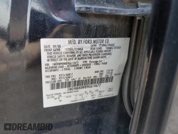 ✅ 2009 Mercury Sable • VIN: 1MEHM40W89G614672 • Lot: 72284684. Wystawiony na Copart z przebiegiem 166 607 mil. Bezpłatny archiwum sprzedaży aukcyjnych z USA i szczegółowy raport historii pojazdu na DreamBid. Zdjęcie 12.