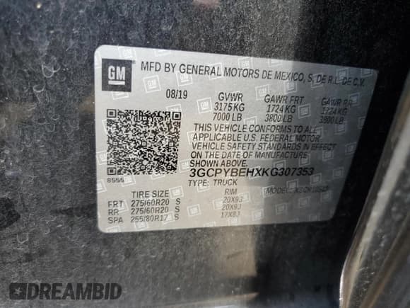 ✅ 2019 Chevrolet Silverado 1500 Custom • VIN: 3GCPYBEHXKG307353 • Lot: 70250425. Wystawiony na Copart z przebiegiem 42 137 mil. Bezpłatny archiwum sprzedaży aukcyjnych z USA i szczegółowy raport historii pojazdu na DreamBid. Zdjęcie 12.