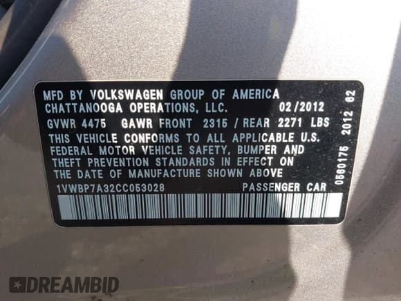 ✅ 2012 Volkswagen Passat SE • VIN: 1VWBP7A32CC053028 • Лот: 43249842. Опубликован ранее на IAAI с пробегом 141 063 миль. Бесплатный доступ к архиву аукционных продаж из США и подробный отчёт об истории автомобиля на DreamBid. Изображение 9.