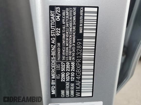 ✅ 2023 Mercedes-Benz C 300 • VIN: W1KAF4GBXPR132891 • Lot: 90922755. Listed on Copart with Not provided. Free auction sales archive from the USA and detailed vehicle history report at DreamBid. Image 12.