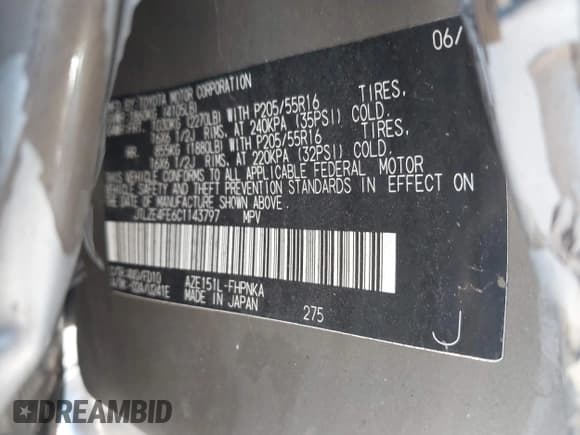 ✅ 2012 Scion xB • VIN: JTLZE4FE6C1143797 • Lot: 43534455. Listed on IAAI with 155,000 mi. Free auction sales archive from the USA and detailed vehicle history report at DreamBid. Image 9.