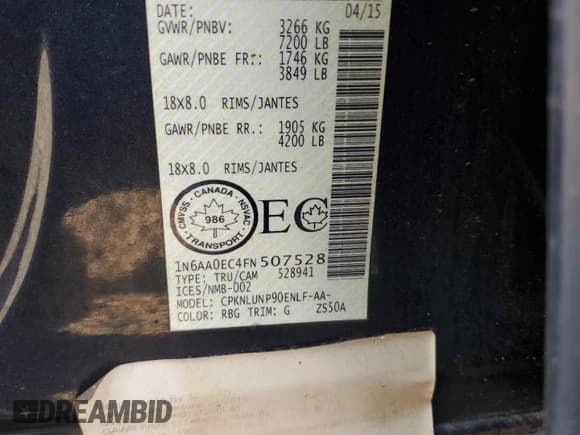 ✅ 2015 Nissan Titan SL • VIN: 1N6AA0EC4FN507528 • Lot: 69449465. Wystawiony na Copart z przebiegiem 117 641 mil. Bezpłatny archiwum sprzedaży aukcyjnych z USA i szczegółowy raport historii pojazdu na DreamBid. Zdjęcie 12.