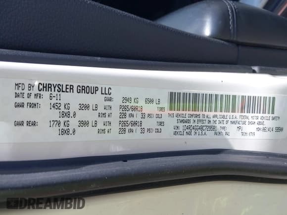 ✅ 2011 Dodge Durango Crew • VIN: 1D4RD4GG4BC729581 • Lot: 42526930. Wystawiony na IAAI z przebiegiem 226 291 mil. Bezpłatny archiwum sprzedaży aukcyjnych z USA i szczegółowy raport historii pojazdu na DreamBid. Zdjęcie 9.