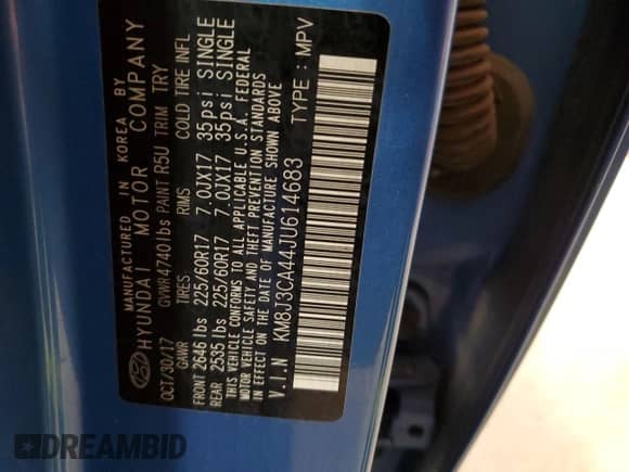 2018 Hyundai Tucson SEL with VIN KM8J3CA44JU614683, listed as a Copart auction lot 69869295 with Not provided miles and Salvage title. Bid and sale history available at DreamBid. Image 14.