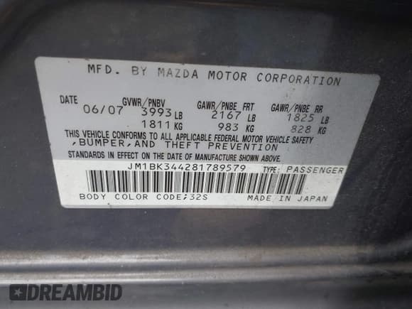 ✅ 2008 Mazda 3 S GT • VIN: JM1BK344281789579 • Lot: 43749158. Listed on IAAI with 105,625 mi. Free auction sales archive from the USA and detailed vehicle history report at DreamBid. Image 9.