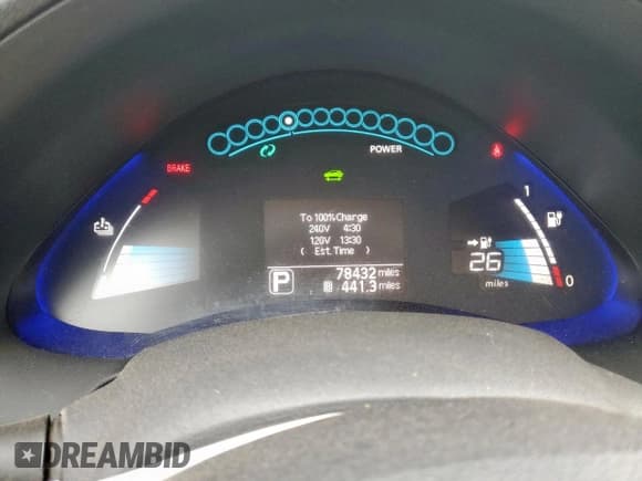 ✅ 2015 Nissan LEAF SL • VIN: 1N4AZ0CP7FC319220 • Lot: 93087365. Listed on Copart with 78,432 mi. Free auction sales archive from the USA and detailed vehicle history report at DreamBid. Image 9.