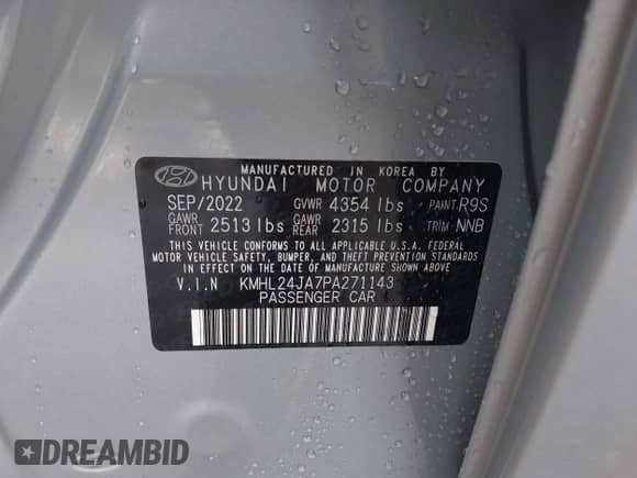 2023 Hyundai Sonata SE с VIN KMHL24JA7PA271143, выставлен на аукционе IAAI как лот 43034492 с пробегом 14 232 миль миль и . История ставок и продаж доступна на DreamBid. Изображение 9.