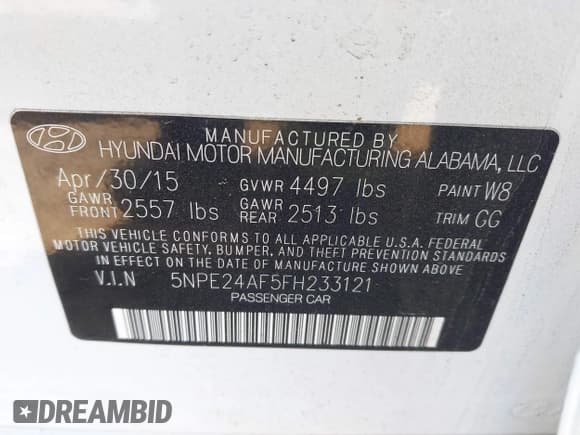 ✅ 2015 Hyundai Sonata SE • VIN: 5NPE24AF5FH233121 • Лот: 43636829. Опубликован ранее на IAAI с пробегом 168 195 миль. Бесплатный доступ к архиву аукционных продаж из США и подробный отчёт об истории автомобиля на DreamBid. Изображение 9.