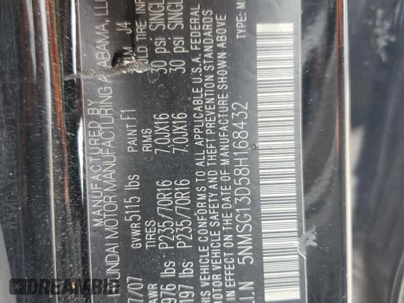 ✅ 2008 Hyundai Santa Fe GLS • VIN: 5NMSG13D58H168432 • Lot: 87416665. Listed on Copart with 147,949 mi. Free auction sales archive from the USA and detailed vehicle history report at DreamBid. Image 12.