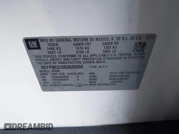 ✅ 2016 Cadillac SRX Performance Collection • VIN: 3GYFNCE30GS565930 • Lot: 43711639. Listed on IAAI with 112,092 mi. Free auction sales archive from the USA and detailed vehicle history report at DreamBid. Image 9.