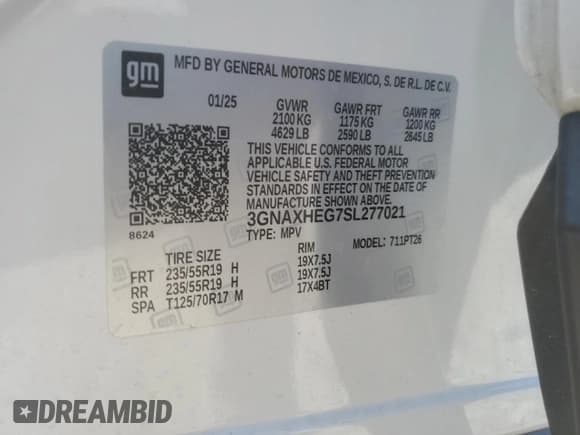 ✅ 2025 Chevrolet Equinox FWD LT • VIN: 3GNAXHEG7SL277021 • Lot: 62483685. Wystawiony na Copart z przebiegiem 5 896 mil. Bezpłatny archiwum sprzedaży aukcyjnych z USA i szczegółowy raport historii pojazdu na DreamBid. Zdjęcie 12.