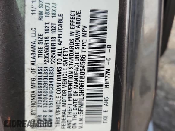 ✅ 2014 Honda Odyssey Touring • VIN: 5FNRL5H96EB054586 • Lot: 92015035. Wystawiony na Copart z przebiegiem 156 312 mil. Bezpłatny archiwum sprzedaży aukcyjnych z USA i szczegółowy raport historii pojazdu na DreamBid. Zdjęcie 14.