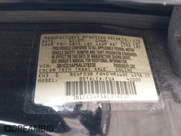 ✅ 2010 Nissan Versa 1.6 Base • VIN: 3N1CC1AP5AL378232 • Lot: 42419190. Listed on IAAI with 309,583 mi. Free auction sales archive from the USA and detailed vehicle history report at DreamBid. Image 9.