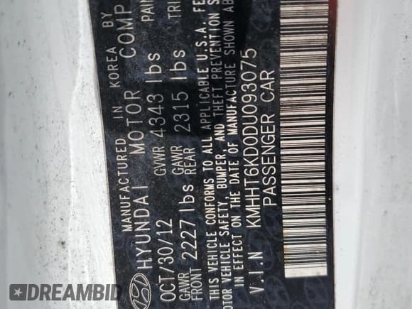 ✅ 2013 Hyundai Genesis Coupe 2.0T • VIN: KMHHT6KD0DU093075 • Lot: 69080735. Wystawiony na Copart z przebiegiem 80 011 mil. Bezpłatny archiwum sprzedaży aukcyjnych z USA i szczegółowy raport historii pojazdu na DreamBid. Zdjęcie 13.