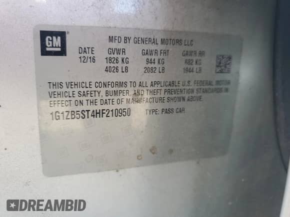 2017 Chevrolet Malibu LS z VIN 1G1ZB5ST4HF210950, wystawiony jako Copart lot #85709535 z przebiegiem 260 671 mil mil oraz Szkoda całkowita • Salvage title. Historia ofert i sprzedaży dostępna na DreamBid. Obrazek 12.